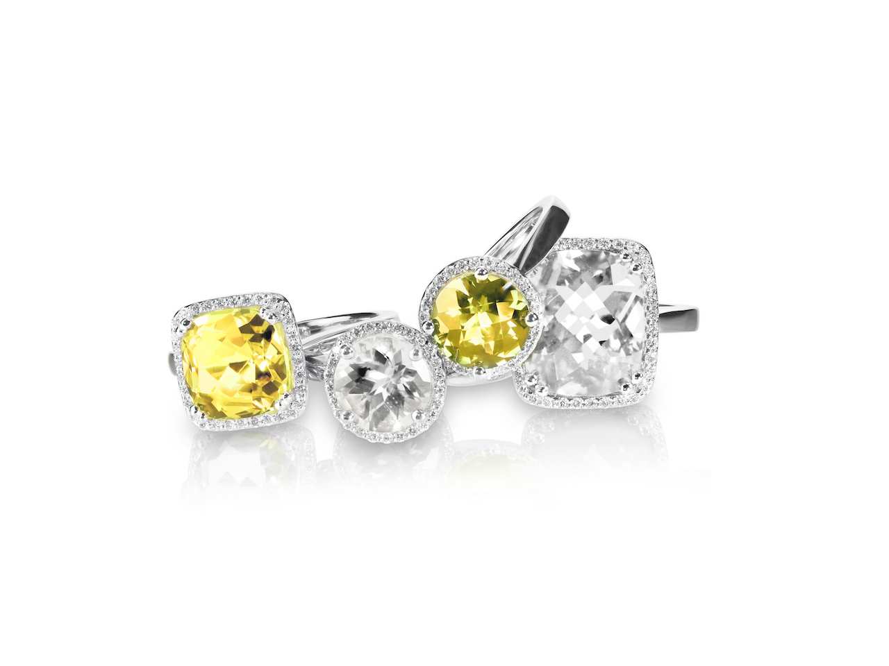 Yellow and White Diamonds set of yellow and white diamond rings
