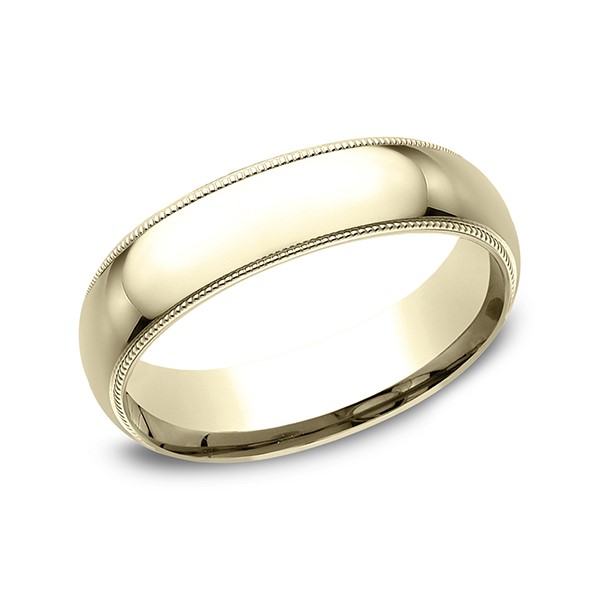 6mm Polished Comfort Fit Wedding Band with Milgrain Trim 6mm Polished Comfort Fit Wedding Band with Milgrain Trim