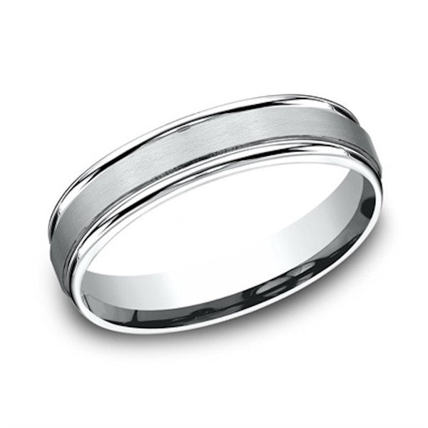 5mm Comfort Fit Wedding Band with High Polish Edge and Satin Finish 5mm Comfort Fit Wedding Band with High Polish Edge and Satin Finish