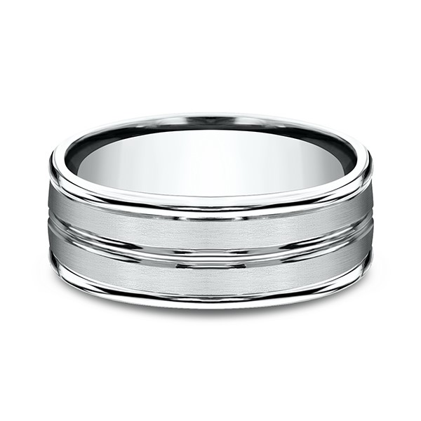 8mm 5 Stripe Brushed And Polished Comfort Fit Wedding Band 8mm 5 Stripe Brushed And Polished Comfort Fit Wedding Band