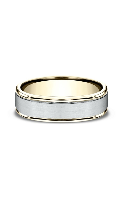 6mm Wedding Band with Polished Edge and White Gold Satin Finish Center