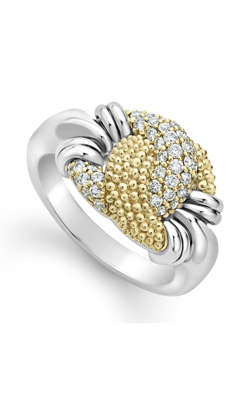 Lagos Caviar Lux Pave Diamond and Caviar Knot Design Small Twist Right Hand Ring