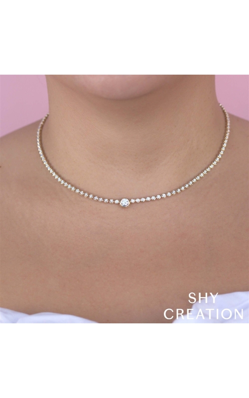 Shy Creation Bezel Set Diamond Tennis Neck