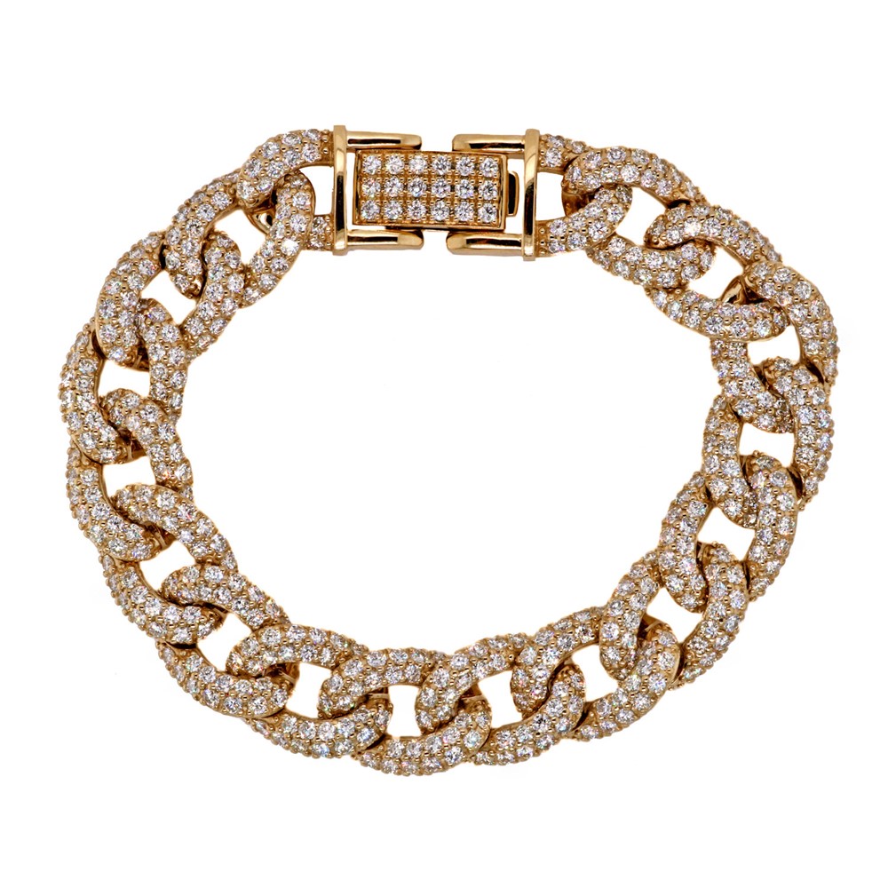 8.5" 2 Row Curved Pave Diamond Cuban Link Bracelet 16.69cttw 8.5" 2 Row Curved Pave Diamond Cuban Link Bracelet 16.69cttw