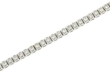 Box Link Diamond Tennis Bracelet With Milgrain Trim Box Link Diamond Tennis Bracelet With Milgrain Trim