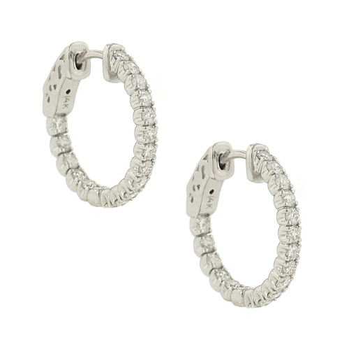 20mm 34 Stone Round "In and Out" Diamond Hoop Earrings 20mm 34 Stone Round "In and Out" Diamond Hoop Earrings