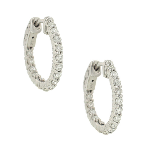 20mm 30 Stone Round Shared Prong Set Diamond Hoop Earrings 1.31cttw 20mm 30 Stone Round Shared Prong Set Diamond Hoop Earrings 1.31cttw