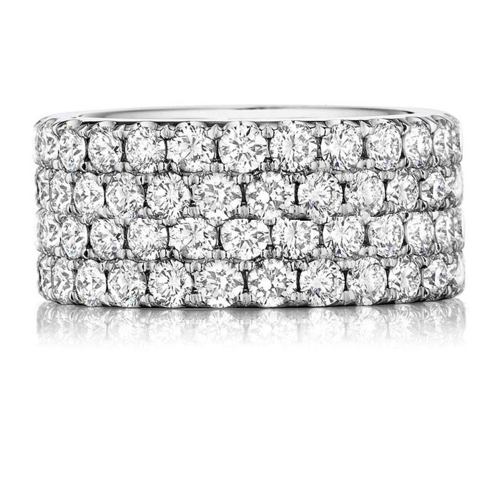 4 Row 56 Stone Round U-Prong Set 1/2 Way Diamond Band 4 Row 56 Stone Round U-Prong Set 1/2 Way Diamond Band