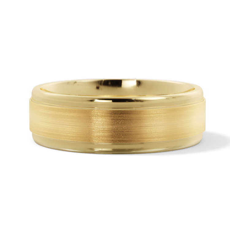 6mm Satin Comfort Fit Wedding Band with Polished Drop Edge 6mm Satin Comfort Fit Wedding Band with Polished Drop Edge