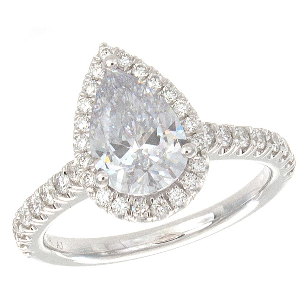 Solomon Brothers Collection Pear Shape Micropave Halo Diamond Engagement Ring Solomon Brothers Collection Pear Shape Micropave Halo Diamond Engagement Ring