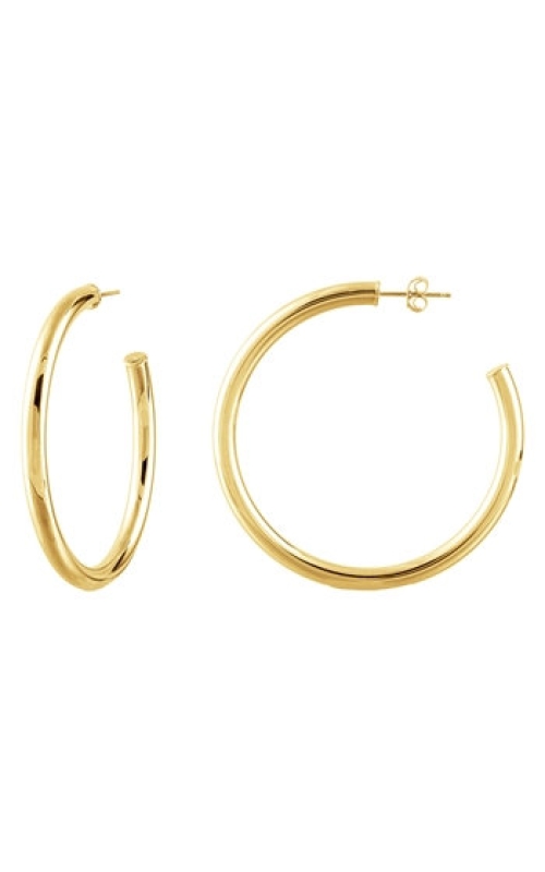 4mm x 50mm Rounded Polished Open Hoop Earrings with Friction Posts