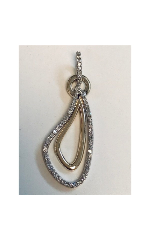 Round Diamond Fashion Two Toned Tear Drop Dangle Pendant .49cttw