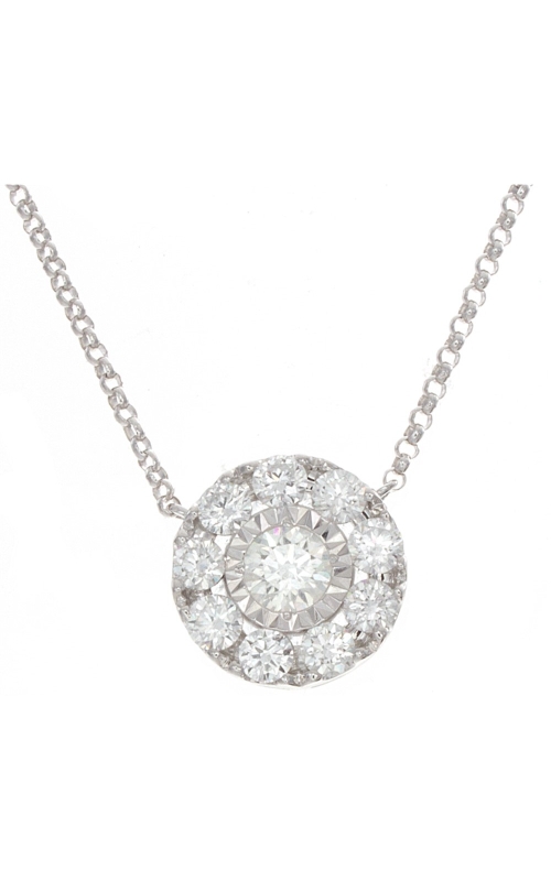 Illusion Style Round prong Set Diamond Pendant on 18