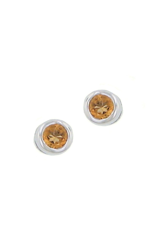 Round Bezel Set Citrine Stud Earrings