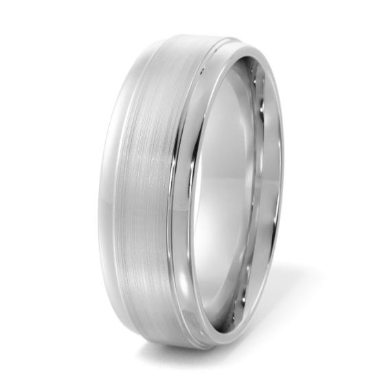 7mm Classic Satin Comfort Fit Wedding Band with Po
