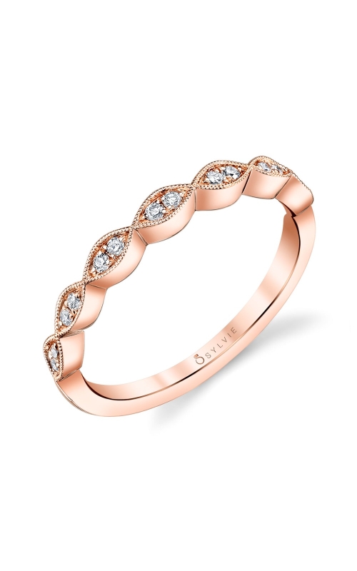 Sylvie Madeleina Collection Vintage Inspired Stackable Band with Pave Diamonds