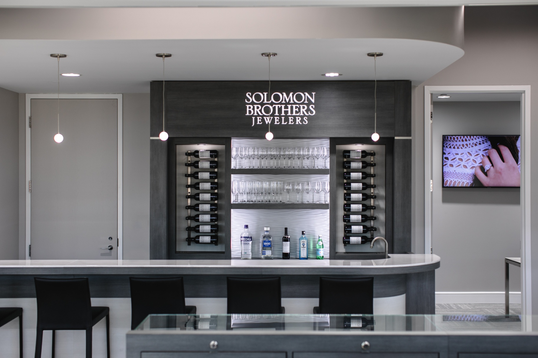 Modern Wine and Beverage Bar at Solomon Brothers Jewelers