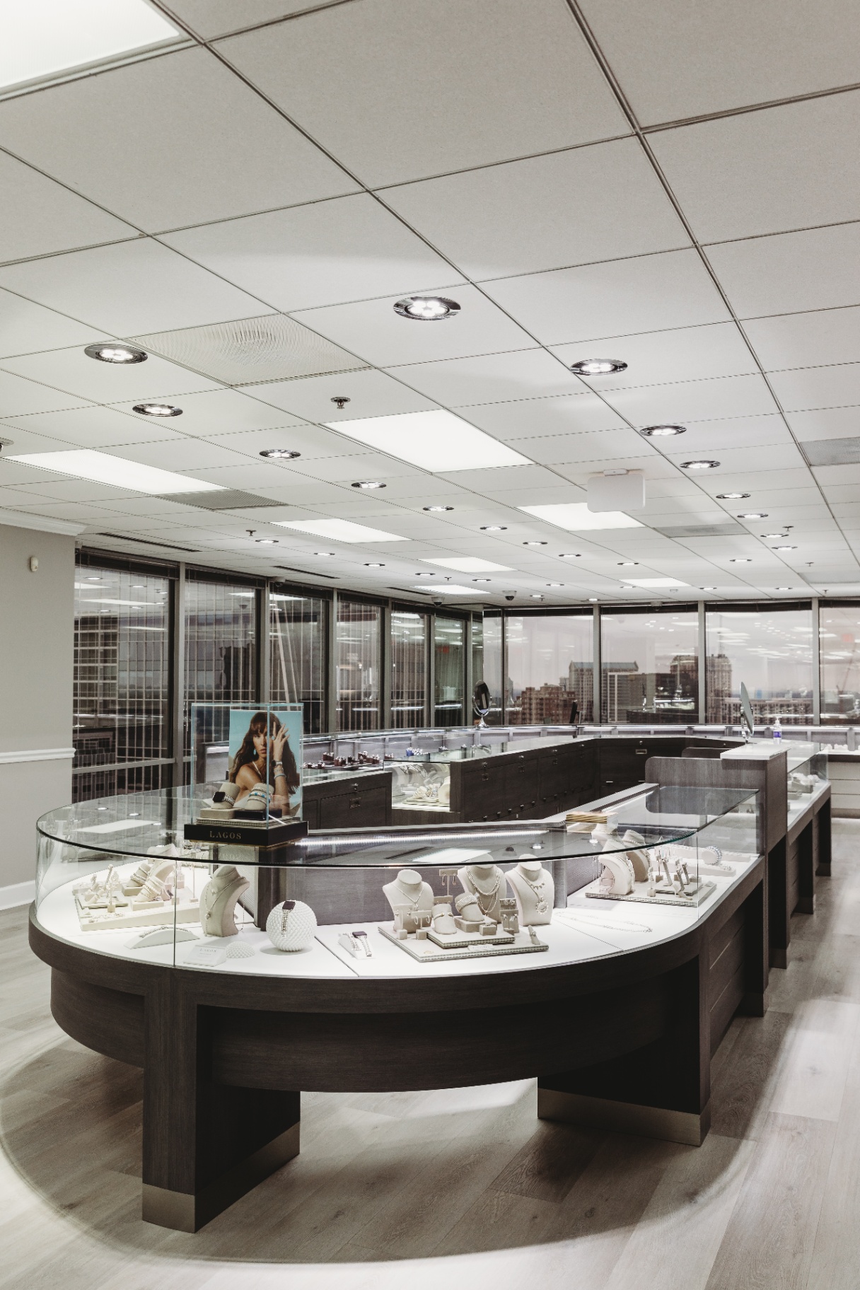 Spacious jewelry showroom