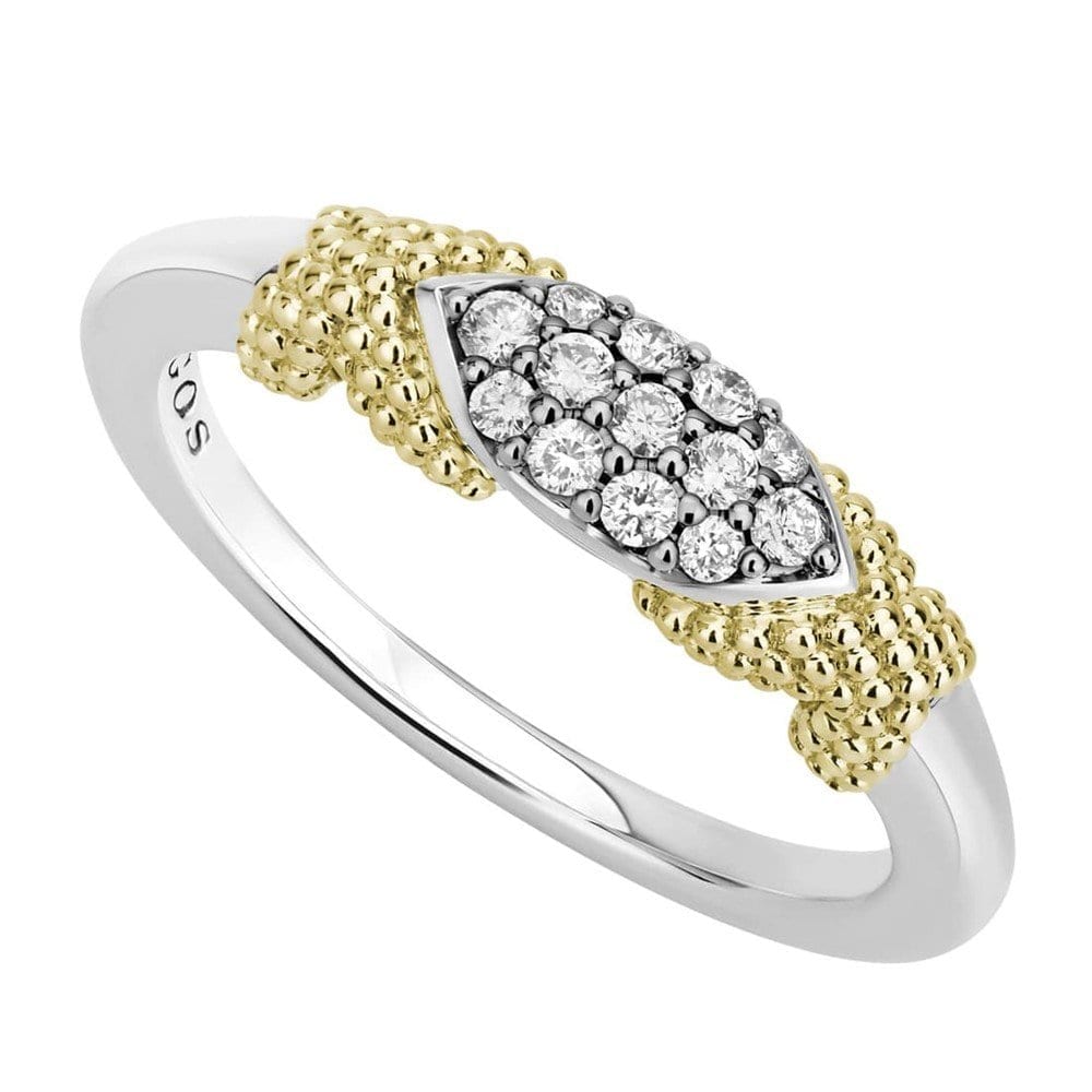 Lagos Caviar Lux Pave Diamond Accented Ring with Beaded X Stations ...